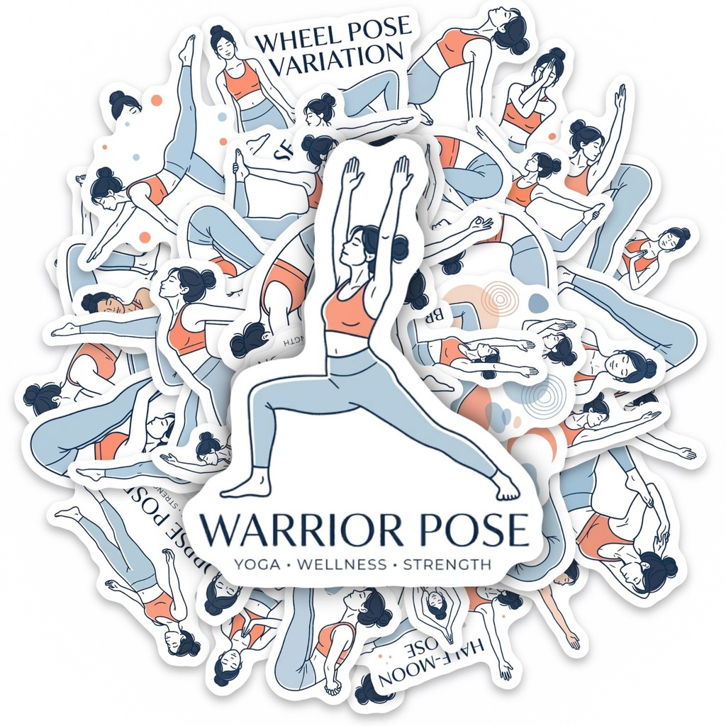 Yoga Fitness Journal - 50Pcs Stiker Pose Yoga, Stiker Tahan