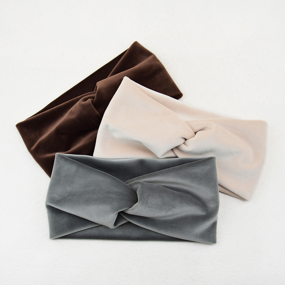Stretch Strap Yoga - Headband Lebar Beludru Solid Baru untuk