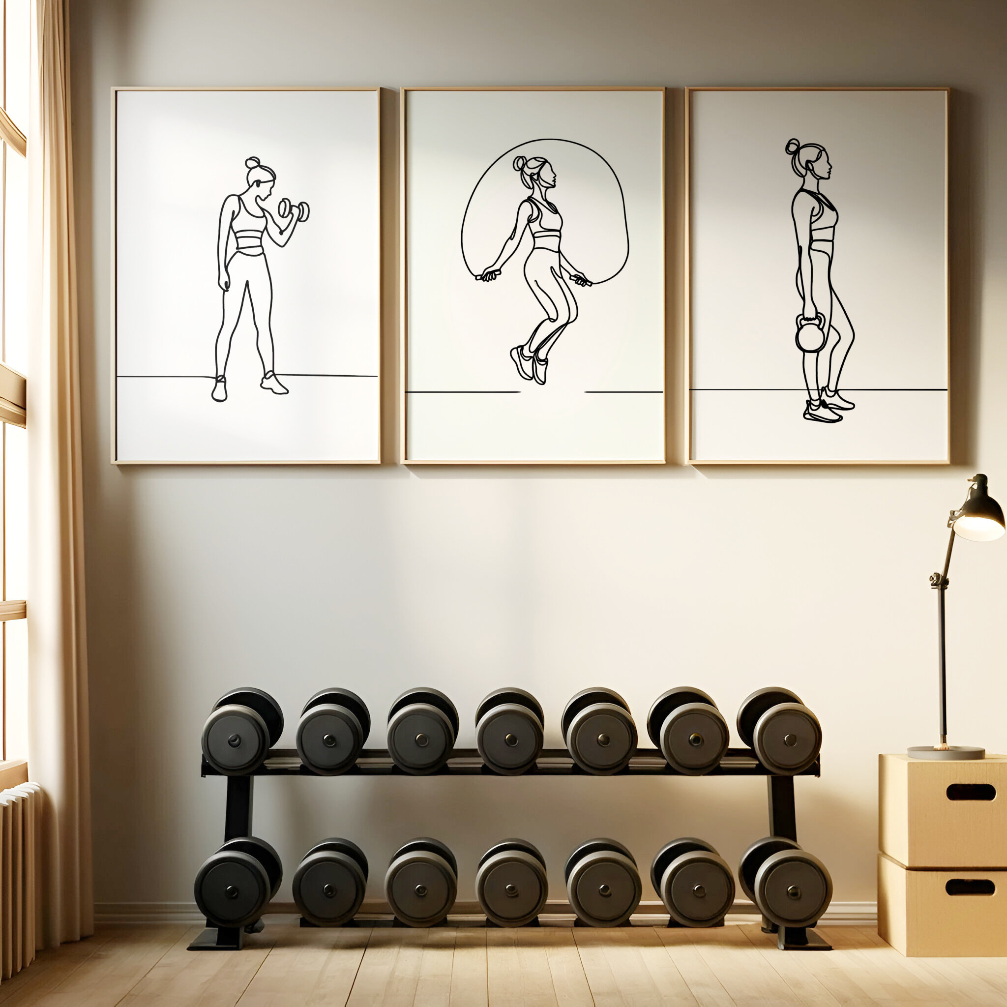 Yoga Fitness Studio - 3 Buah Poster Seni Atlet Wanita