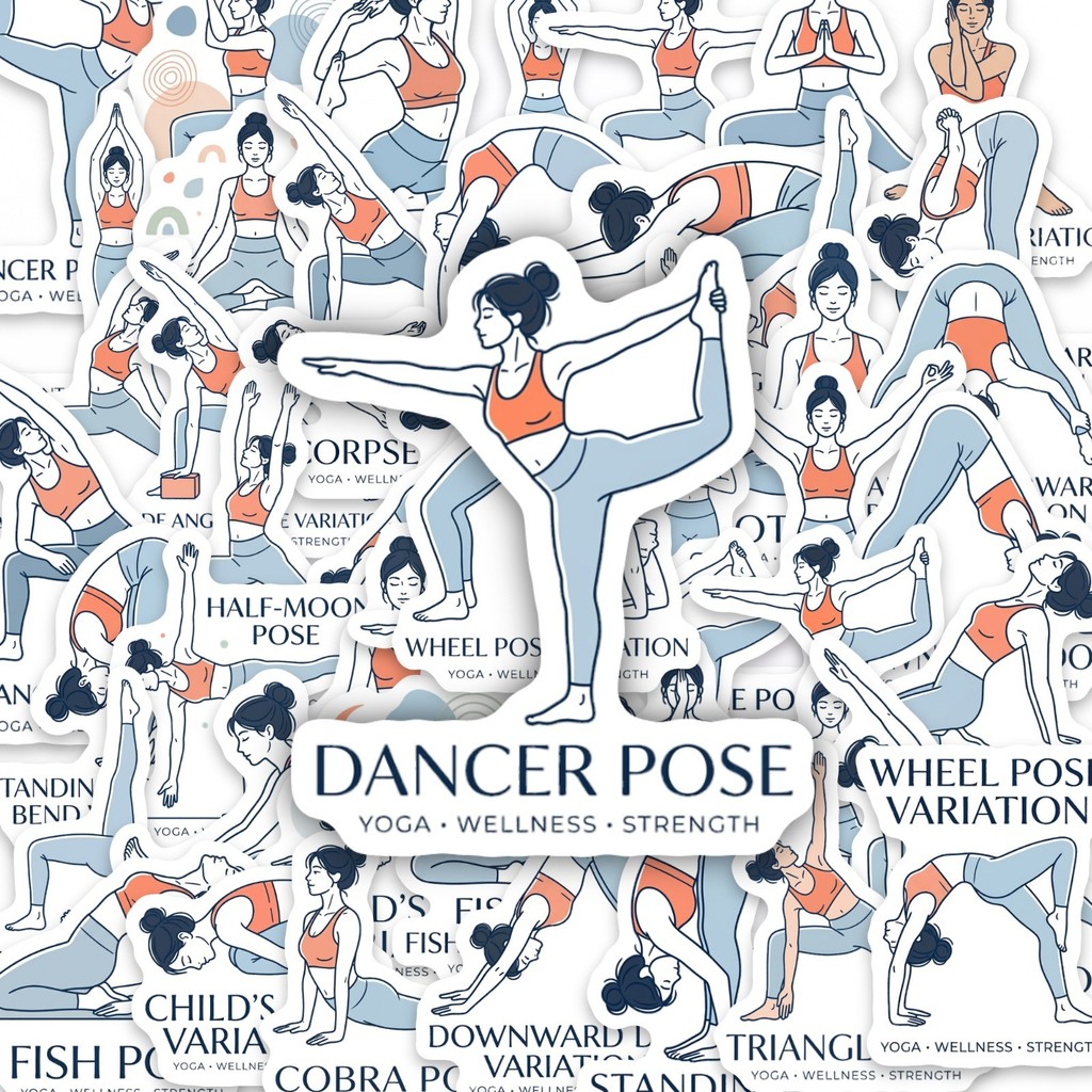 50Pcs Stiker Pose Yoga, Stiker - Yoga Fitness Journal ulasan dan harga