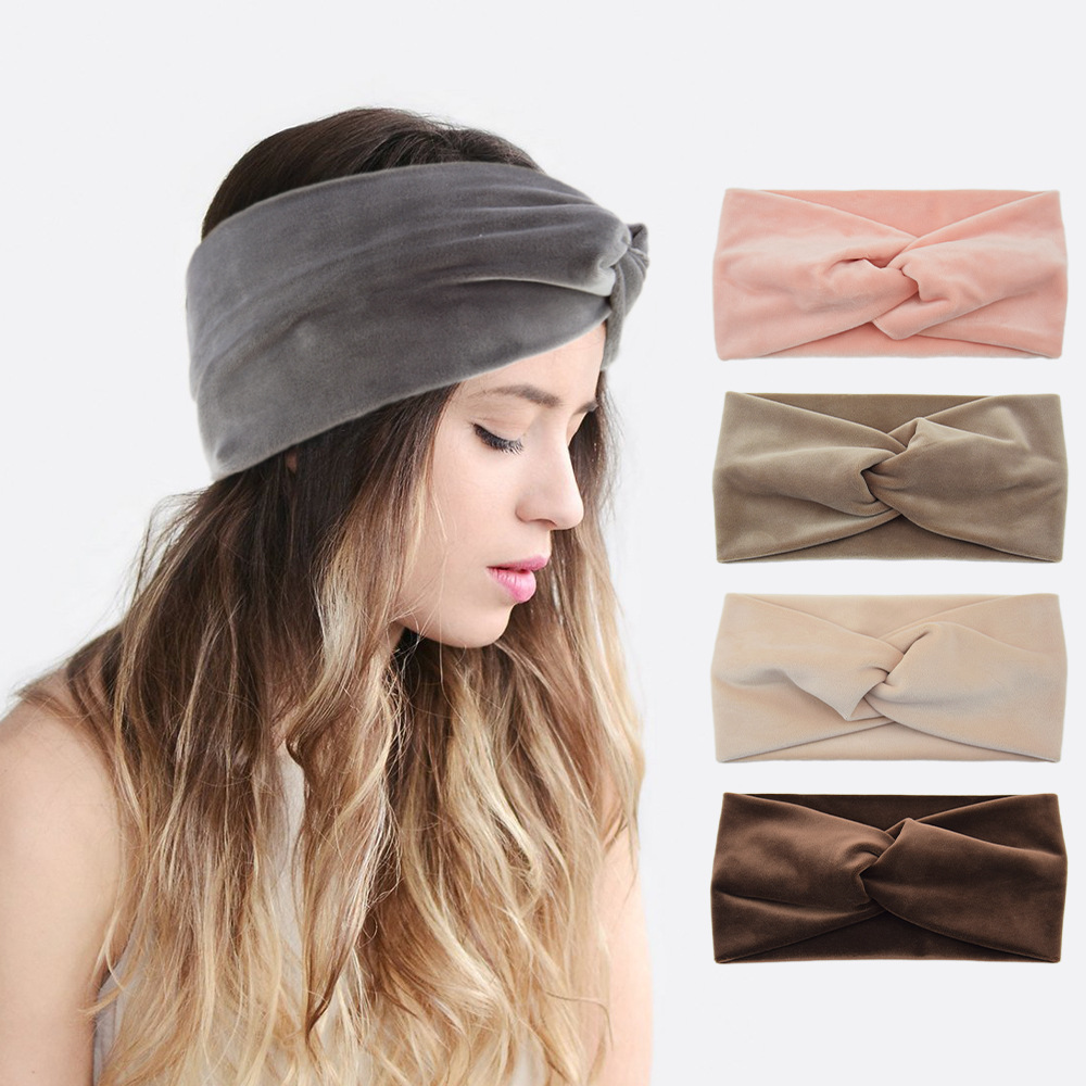 Headband Lebar Beludru Solid B - Stretch Strap Yoga ulasan dan harga